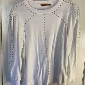 White blouse with gold rhinestone